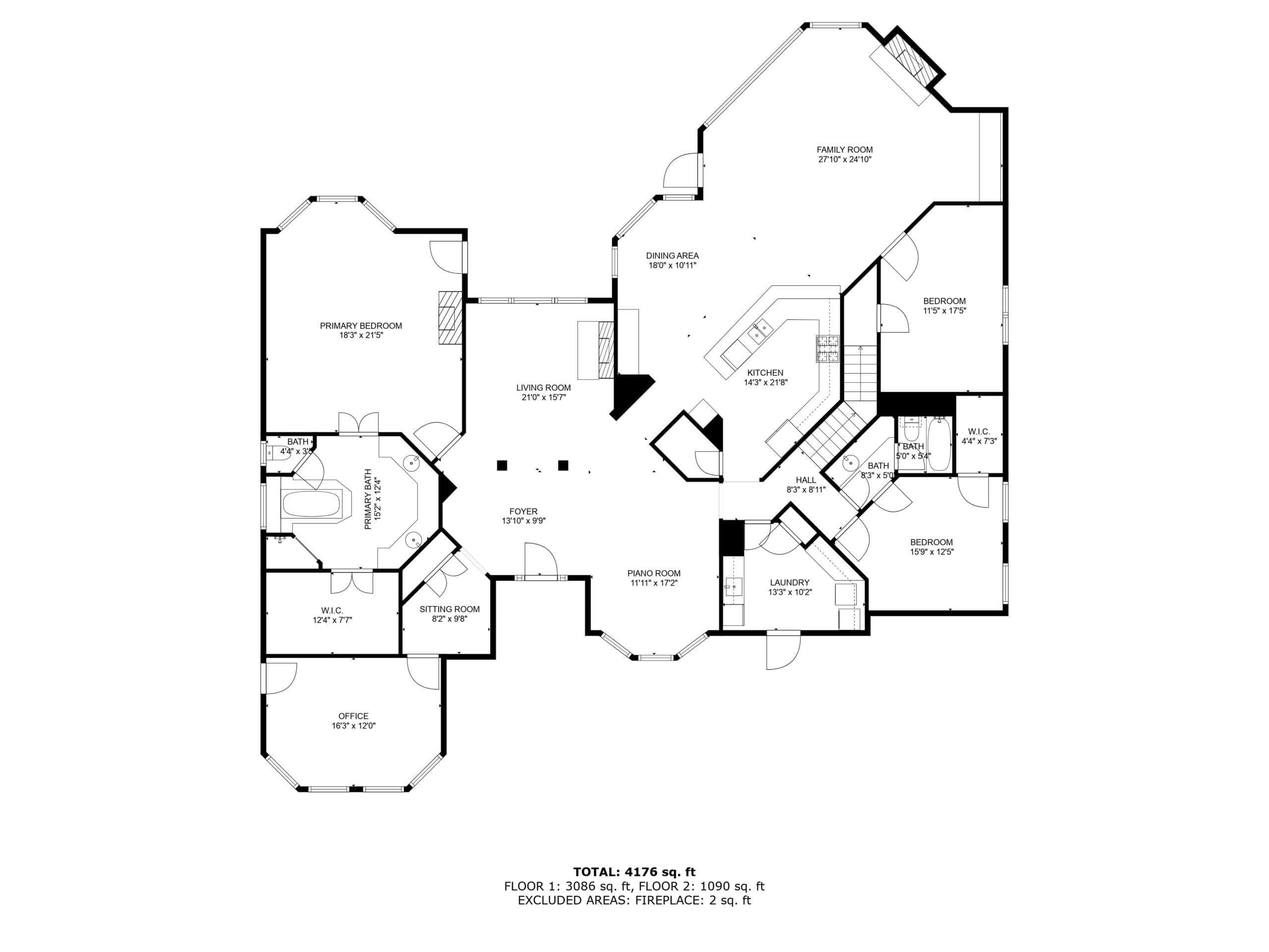 Detailed two-dimensional residential floor plan showing rooms, dimensions, and property flow.