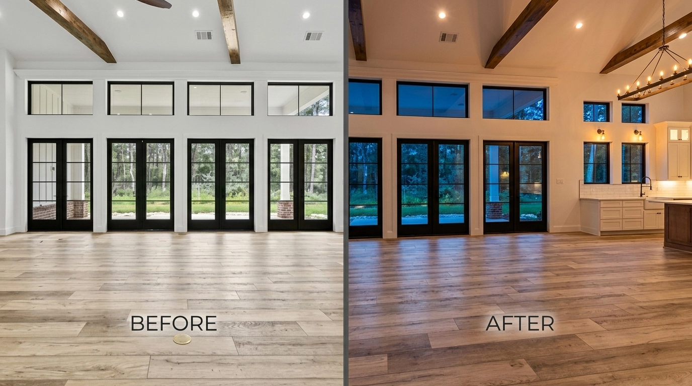Comparison of daylight and twilight real estate photography